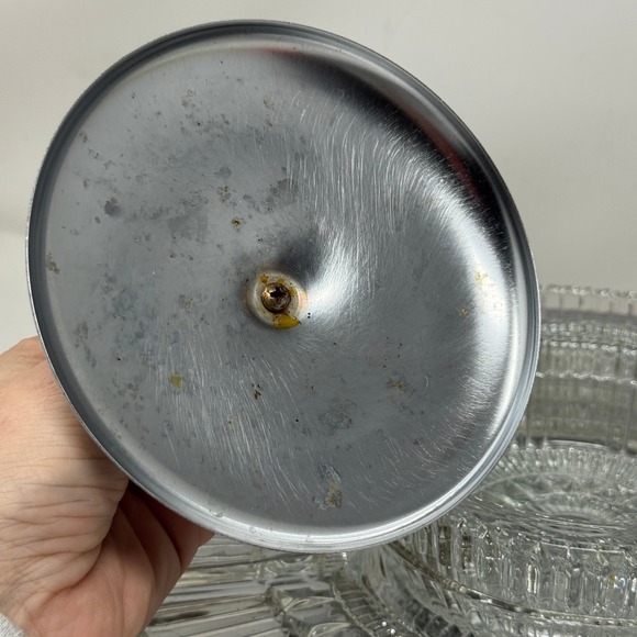 Vintage Kromex Lazy Susan Serving Tray 4 Glass Dividers Dip Container W Lid MCM - Picture 11 of 12